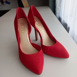 BCBG Paris red suede pumps, size 7